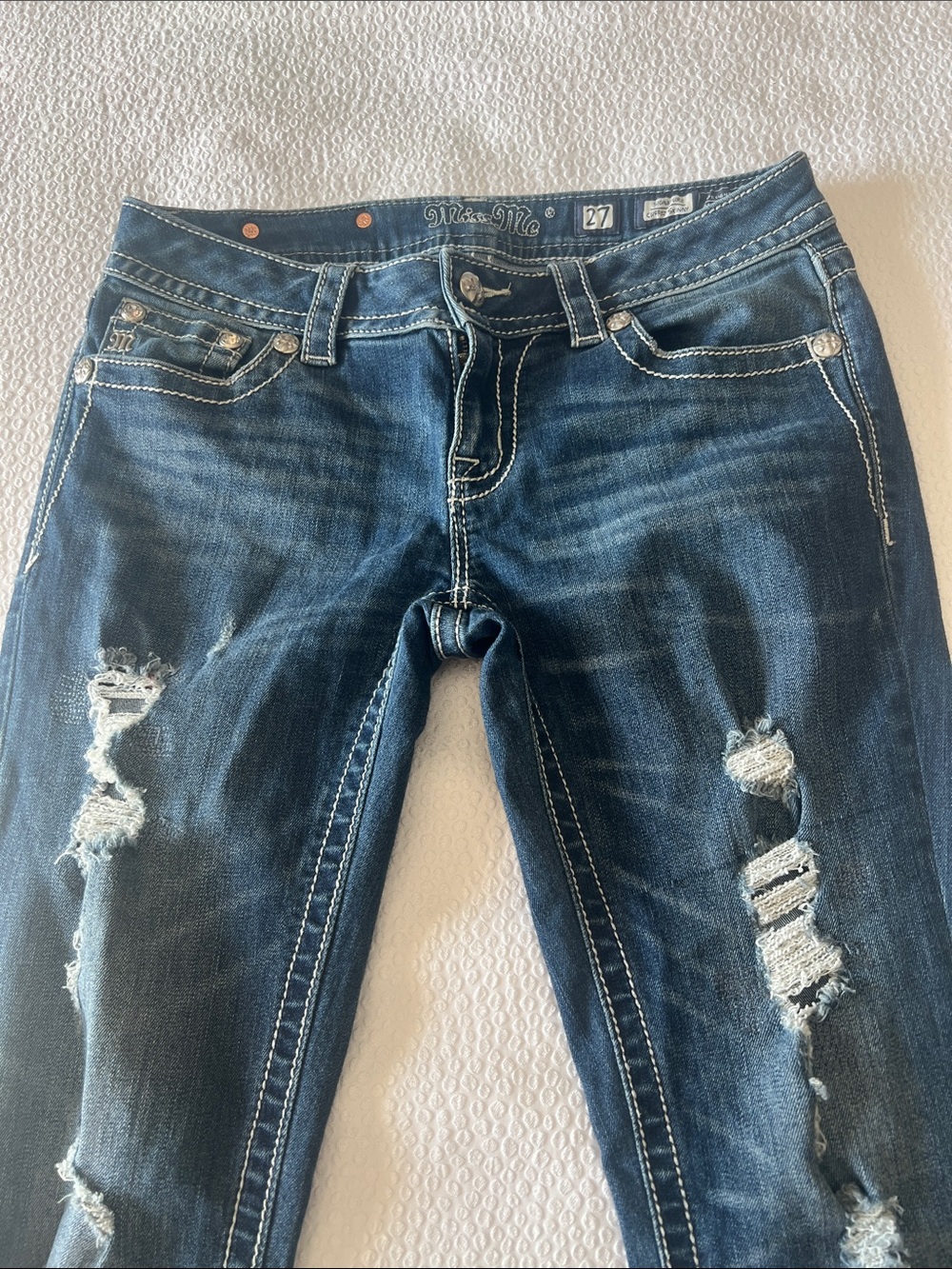 Miss Me Dark Blue Distressed Skinny Jeans